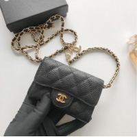 Low Cost Chanel Chain Belt with Pouch in Grainy Leather 2015025 Black/Gold 2025
