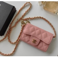 Famous Brand Chanel Chain Belt with Pouch in Grainy Leather 2015025 Pink 2025