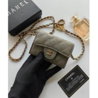 Luxury Cheap Chanel Chain Belt with Pouch in Grainy Leather 2015025 Grey 2025