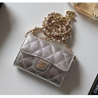 Grade Quality Chanel Chain Belt with Pouch in Grainy Leather 2015025 Silver 2025