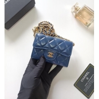 Top Design Chanel Chain Belt with Pouch in Smooth Leather 2015025 Blue/Gold 2025