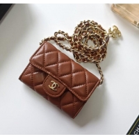 Best Price Chanel Chain Belt with Pouch in Smooth Leather 2015025 Brown/Gold 2025