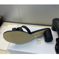 Stylish Dior 30M Heeled Slides Sandal 5cm in Calfskin Leather with CD Pearl Black 1217019