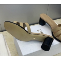 Unique Style Dior 30M Heeled Slides Sandal 5cm in Calfskin Leather with CD Pearl Beige 1217023