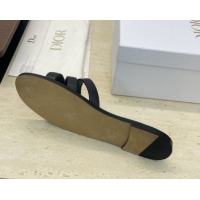 Good Quality Dior 30M Flat Slides Sandal in Calfskin Leather with CD Pearl Black 1217029