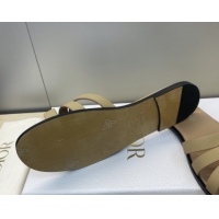 Luxury Dior 30M Flat Slides Sandal in Calfskin Leather with CD Pearl Beige 1217031