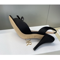 Best Product Dior Bow Satin Heeled Sandals 7.5cm Black DR121702 1217032