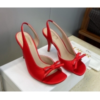 Purchase Dior Bow Satin Heeled Sandals 7.5cm Red DR121702 1217035