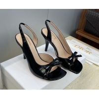 Good Quality Dior Bow Patent Leather Heeled Sandals 7.5cm Black DR121702 1217033