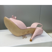 Pretty Style Dior Bow Patent Leather Heeled Sandals 7.5cm Light Pink DR121702 1217034