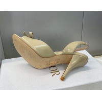 Perfect Dior Bow Patent Leather Heeled Sandals 7.5cm Beige DR121702 1217036