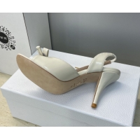 Durable Dior Bow Patent Leather Heeled Sandals 7.5cm White DR121702 1217038