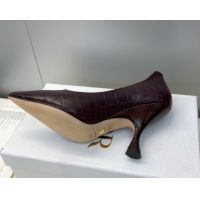 Luxury Dior D-Time Pumps 8cm in Embossed Leather Dark Brown DR121703 1217041