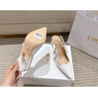 Best Price Dior J'Adior Slingbacks Pump 9.5cm in Strass Microcannage Cotton White 1217046