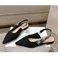 Low Cost Dior J'Adior Slingbacks Ballets Flat in Black Technical Fabric with Cannage Motif 1217055