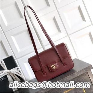 Grade Design Chanel Calfskin Leather Hobo Bag CH112703 Dark Burgundy 2025