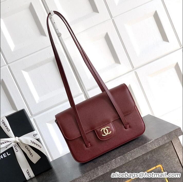 Grade Design Chanel Calfskin Leather Hobo Bag CH112703 Dark Burgundy 2025