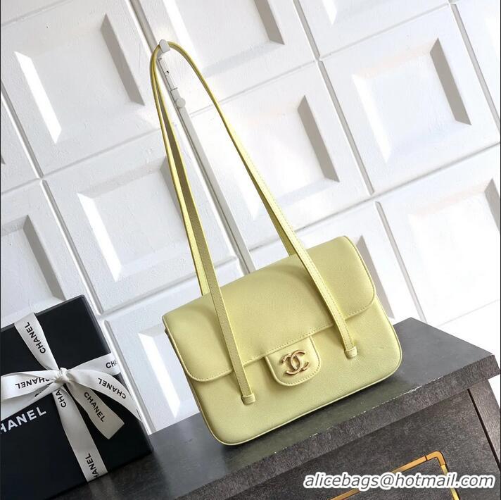 Luxury Discount Chanel Calfskin Leather Hobo Bag CH112703 Yellow 2025