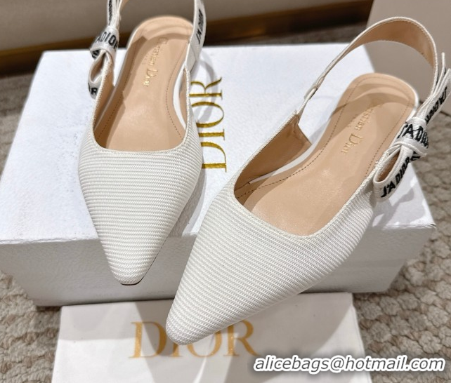 Good Looking Dior J'Adior Slingbacks Ballets Flat in Embroidered Cottonn White 1217056