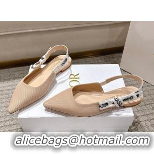 Classic Hot Dior J'Adior Slingbacks Ballets Flat in Embroidered Cottonn Nude 1217057