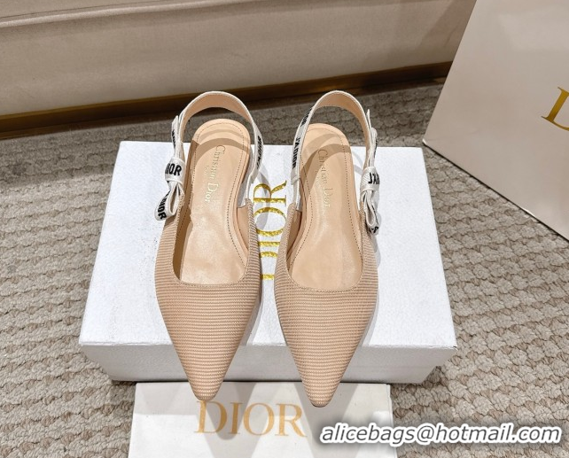 Classic Hot Dior J'Adior Slingbacks Ballets Flat in Embroidered Cottonn Nude 1217057