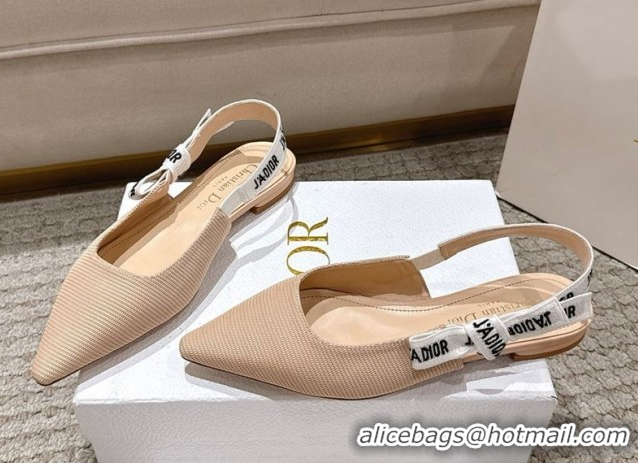 Classic Hot Dior J'Adior Slingbacks Ballets Flat in Embroidered Cottonn Nude 1217057