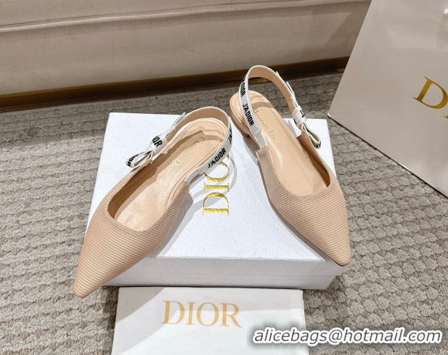 Classic Hot Dior J'Adior Slingbacks Ballets Flat in Embroidered Cottonn Nude 1217057