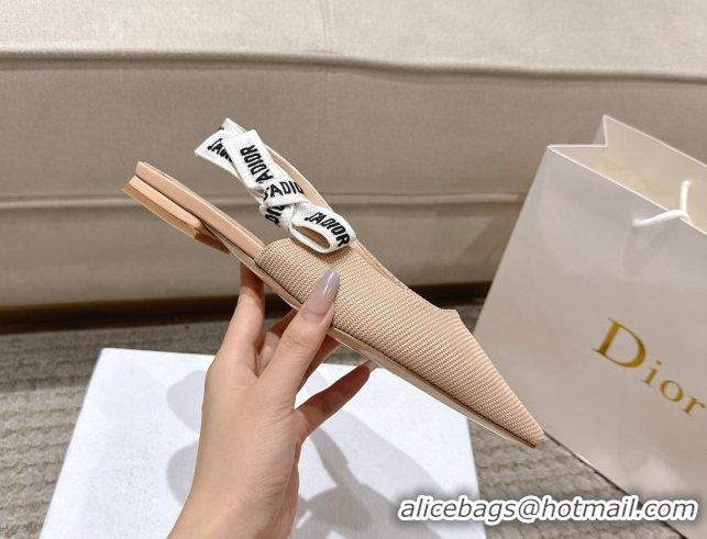 Classic Hot Dior J'Adior Slingbacks Ballets Flat in Embroidered Cottonn Nude 1217057