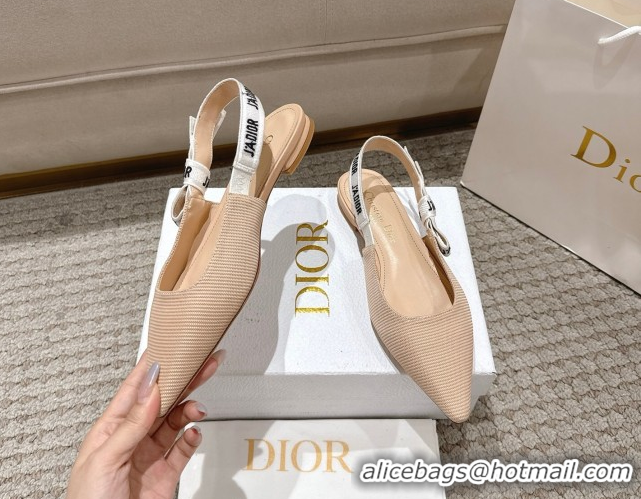 Classic Hot Dior J'Adior Slingbacks Ballets Flat in Embroidered Cottonn Nude 1217057