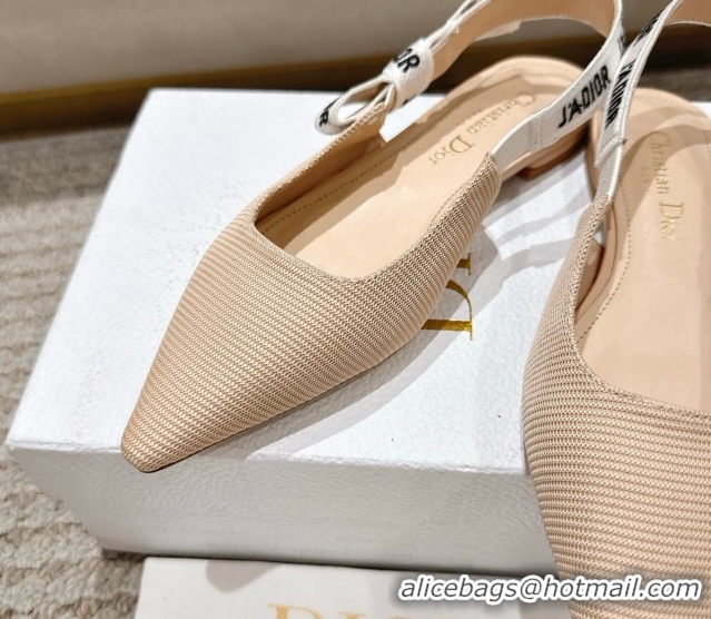 Classic Hot Dior J'Adior Slingbacks Ballets Flat in Embroidered Cottonn Nude 1217057