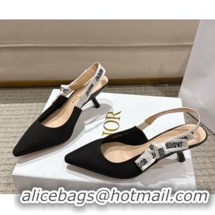 Luxurious Dior J'Adior Slingbacks Pumps 6.5cm in Embroidered Cottonn Black6 661217059