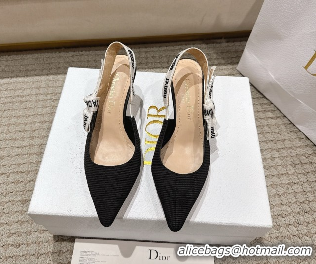 Luxurious Dior J'Adior Slingbacks Pumps 6.5cm in Embroidered Cottonn Black6 661217059