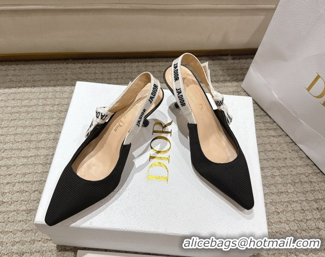 Luxurious Dior J'Adior Slingbacks Pumps 6.5cm in Embroidered Cottonn Black6 661217059