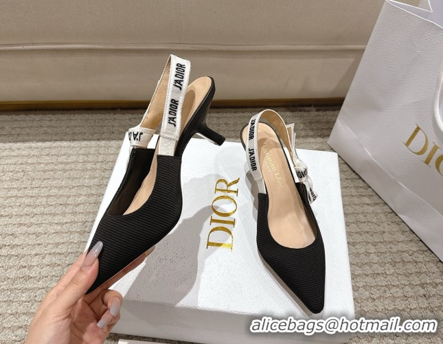 Luxurious Dior J'Adior Slingbacks Pumps 6.5cm in Embroidered Cottonn Black6 661217059
