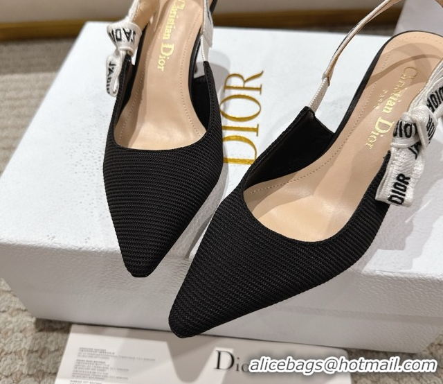 Luxurious Dior J'Adior Slingbacks Pumps 6.5cm in Embroidered Cottonn Black6 661217059