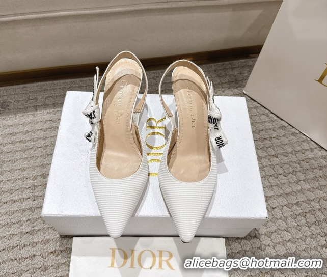 Stylish Dior J'Adior Slingbacks Pumps 6.5cm in Embroidered Cottonn White 1217060