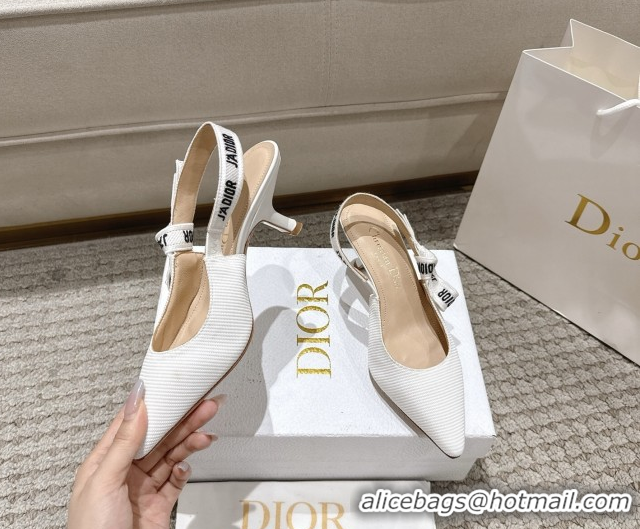 Stylish Dior J'Adior Slingbacks Pumps 6.5cm in Embroidered Cottonn White 1217060