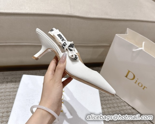 Stylish Dior J'Adior Slingbacks Pumps 6.5cm in Embroidered Cottonn White 1217060