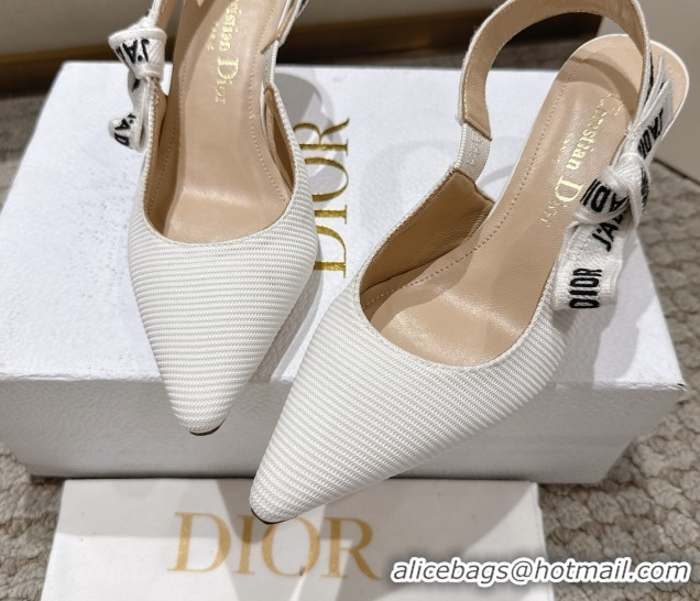 Stylish Dior J'Adior Slingbacks Pumps 6.5cm in Embroidered Cottonn White 1217060