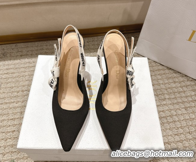 Good Quality Dior J'Adior Slingbacks Pumps 9.5cm in Embroidered Cottonn Black 1217061