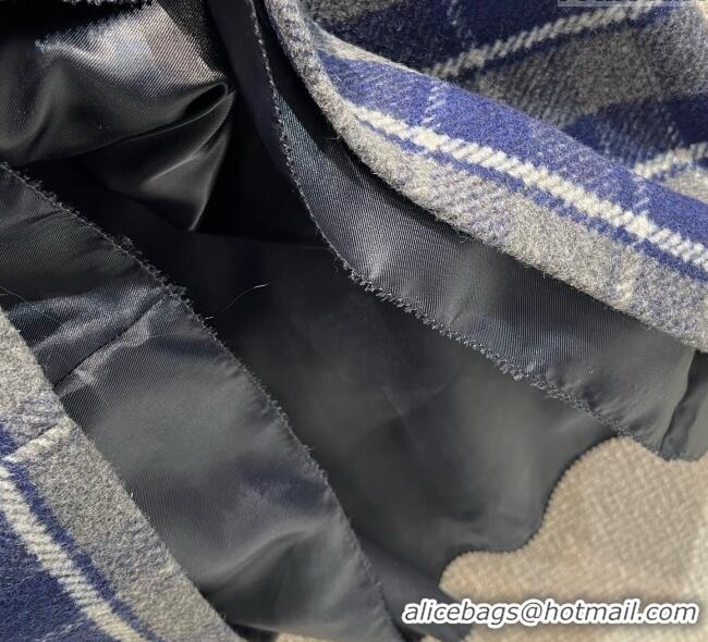 Luxury Cheap Miu Miu Wool Plaid Dress MM122501 Blue/Grey 2025