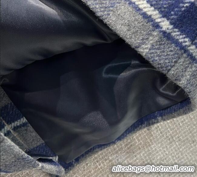 Best Quality Miu Miu Wool Plaid Skirt MM122501 Blue/Grey 2025