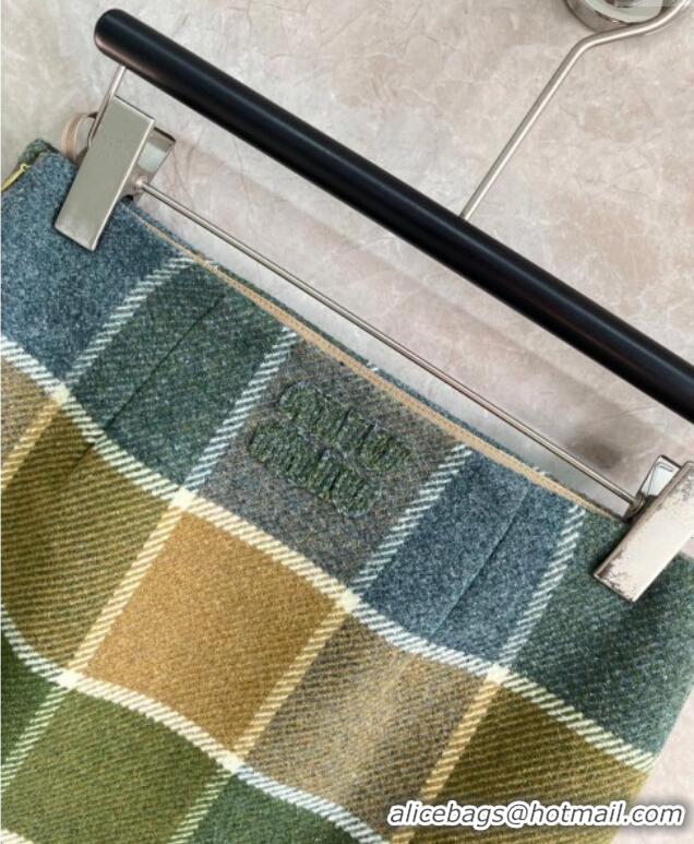 Promotional Miu Miu Plaid Skirt MM122502 Green 2025