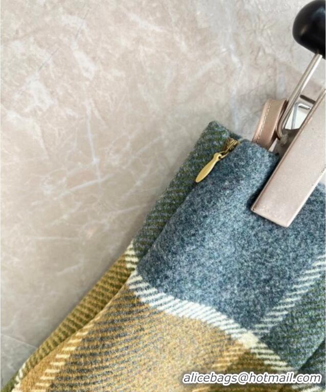 Promotional Miu Miu Plaid Skirt MM122502 Green 2025