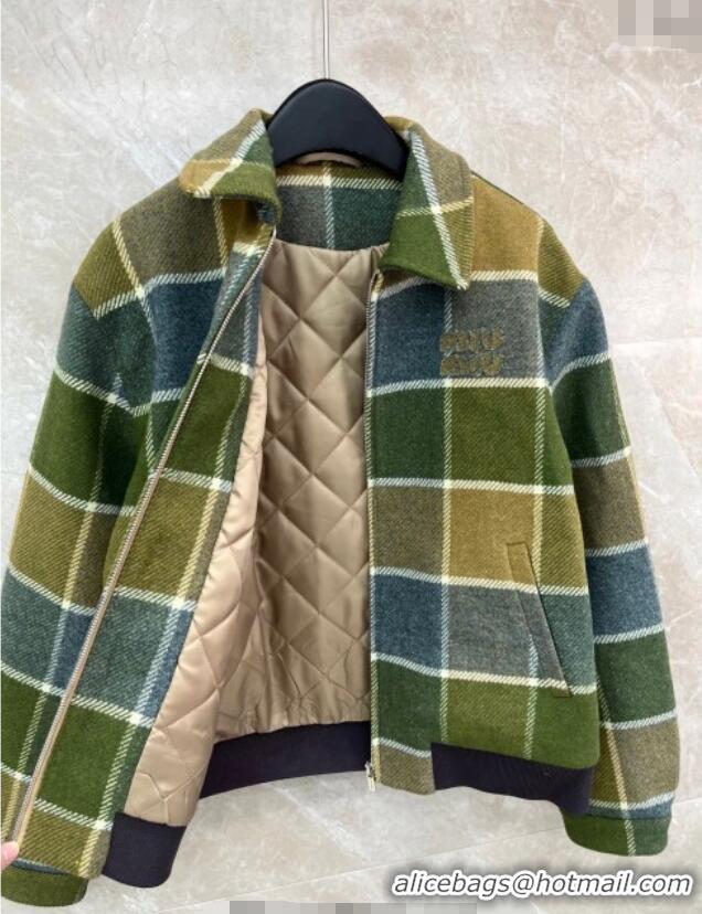 Top Design Miu Miu Plaid Jacket MM122502 Green 2025