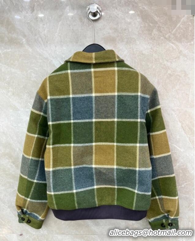 Top Design Miu Miu Plaid Jacket MM122502 Green 2025