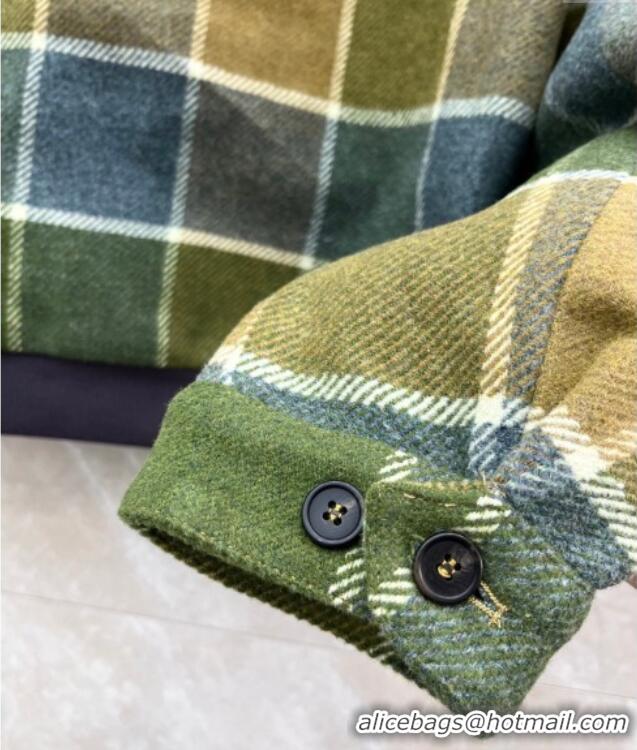 Top Design Miu Miu Plaid Jacket MM122502 Green 2025