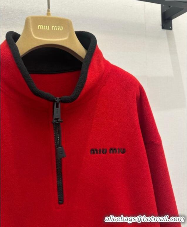 Luxury Cheap Miu Miu Polo Blouse Top MM122503 Red 2025