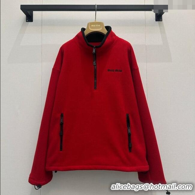 Luxury Cheap Miu Miu Polo Blouse Top MM122503 Red 2025