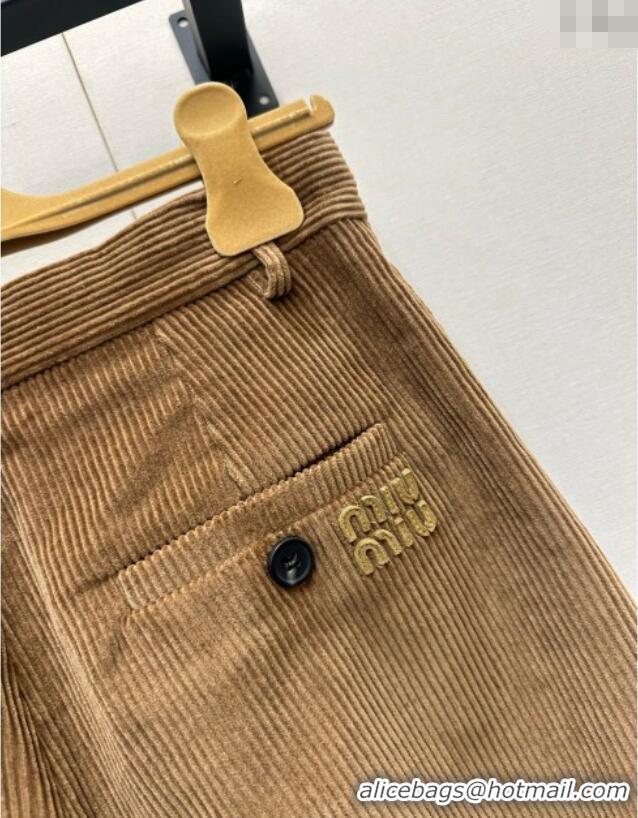Best Quality Miu Miu Corduroy Jacket and Shorts Set MM122505 Brown 2025